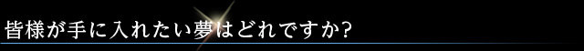 皆様が手に入れたい夢はどれですか？